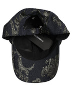 Dolce & Gabbana Men Black Floral Barocco Cotton Baseball Cap Hat Dolce & Gabbana