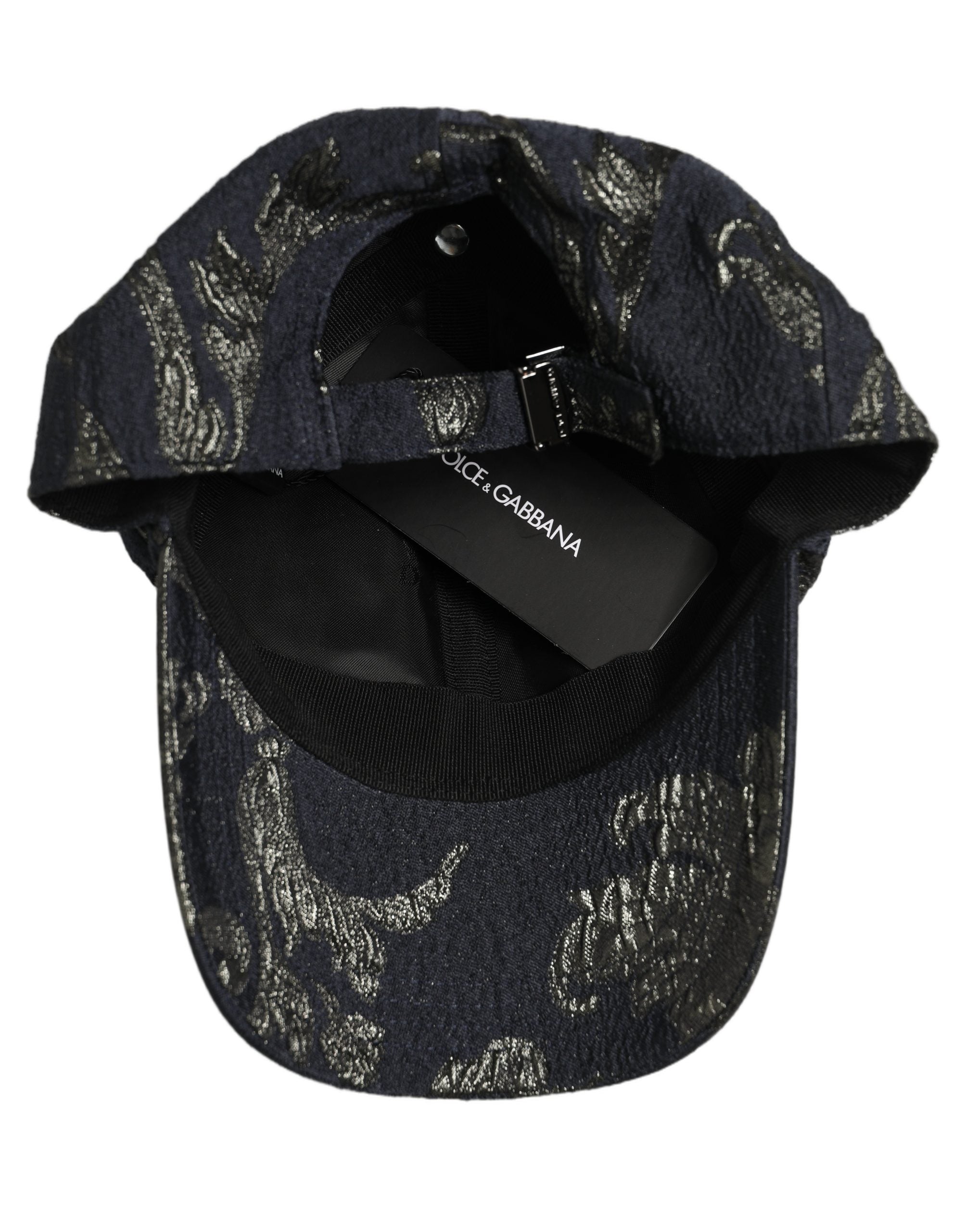 Dolce & Gabbana Men Black Floral Barocco Cotton Baseball Cap Hat Dolce & Gabbana