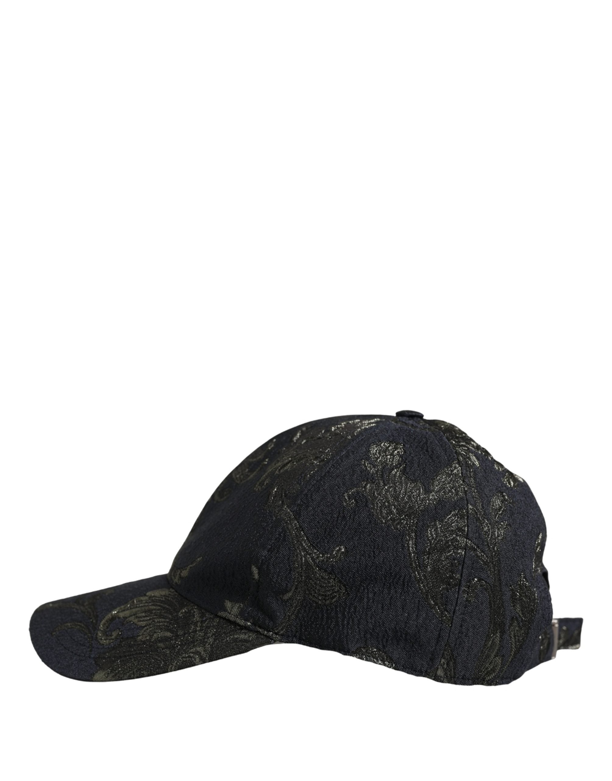 Dolce & Gabbana Men Black Floral Barocco Cotton Baseball Cap Hat Dolce & Gabbana
