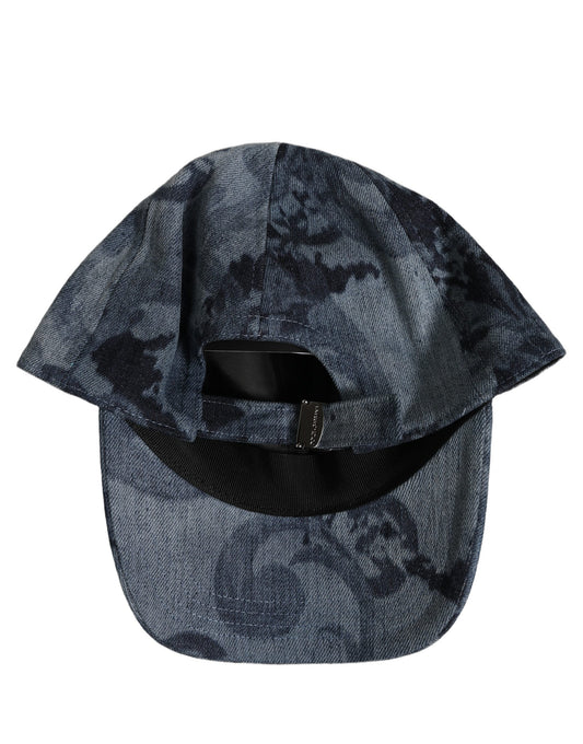 Dolce & Gabbana Men Blue All Over Logo Cotton Baseball Cap Hat Dolce & Gabbana