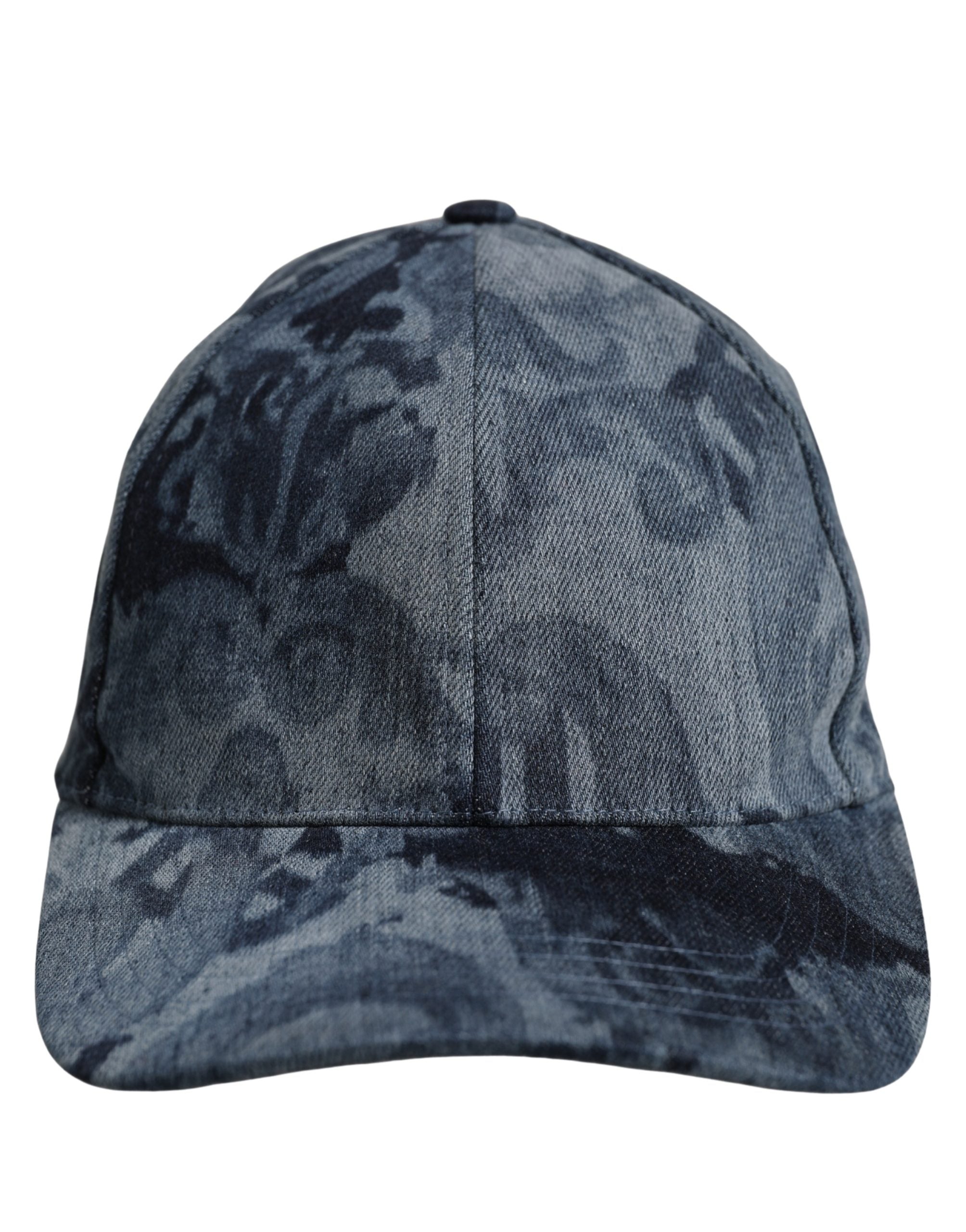Dolce & Gabbana Men Blue All Over Logo Cotton Baseball Cap Hat Dolce & Gabbana