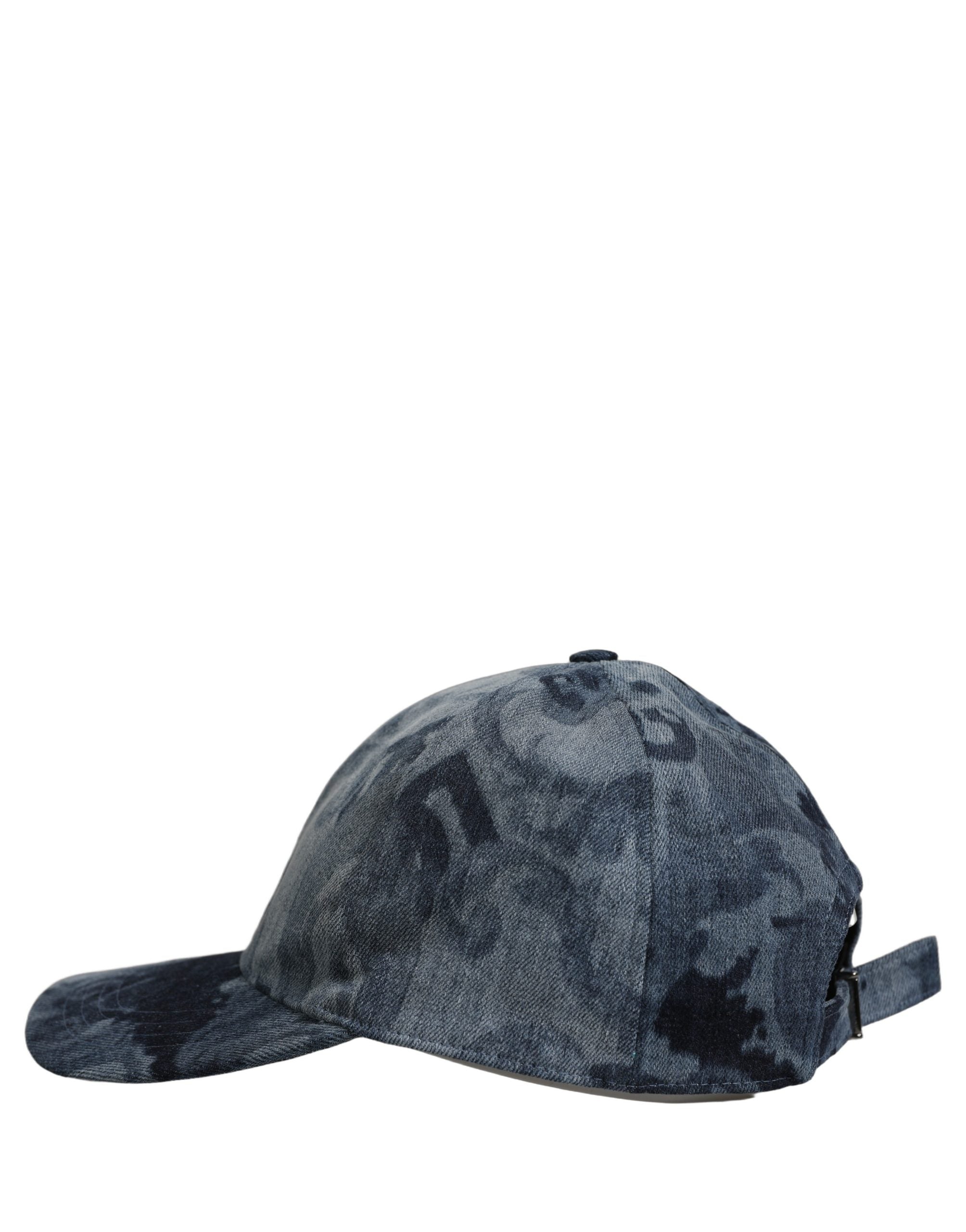 Dolce & Gabbana Men Blue All Over Logo Cotton Baseball Cap Hat Dolce & Gabbana