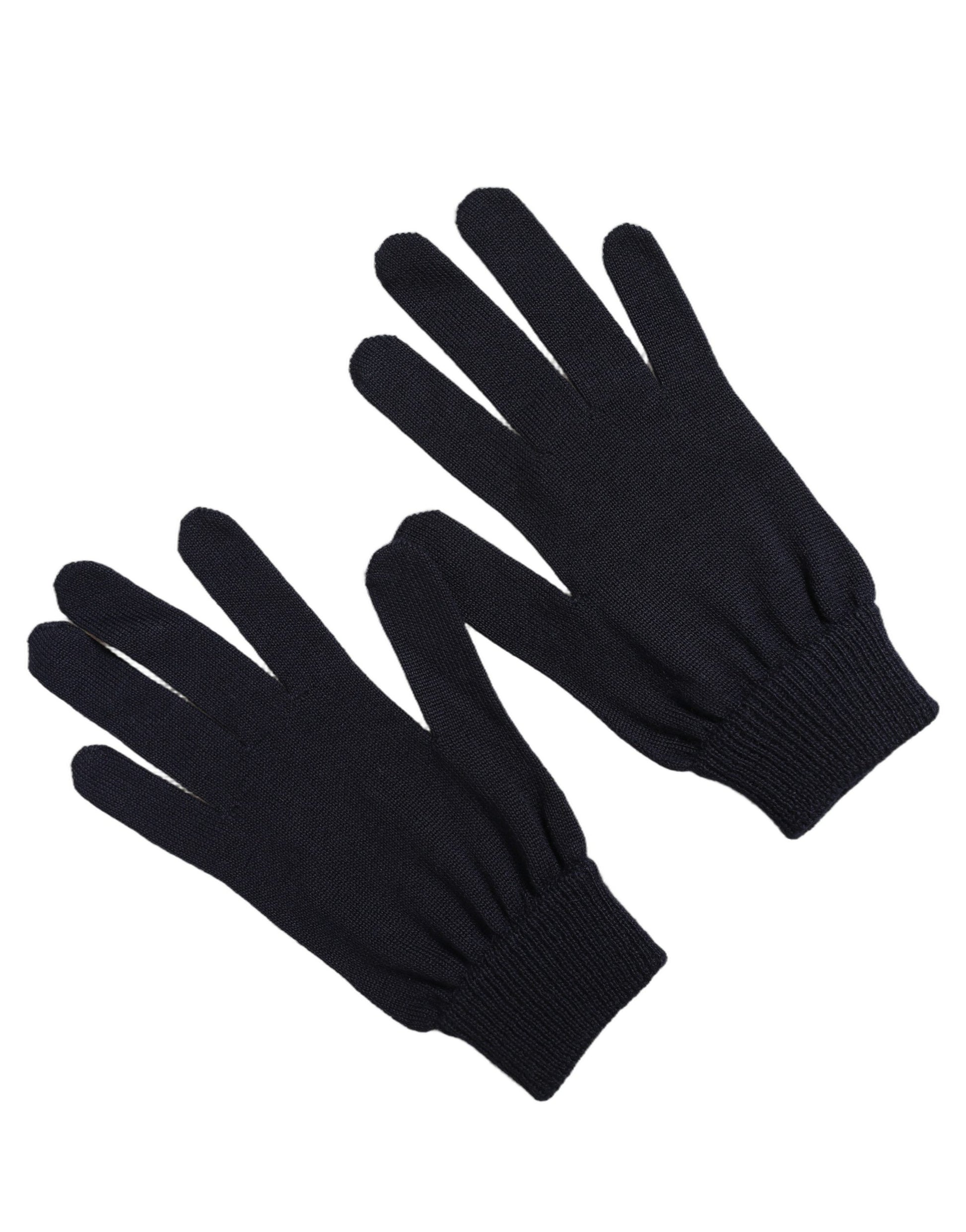 Dolce & Gabbana Men Dark Blue Cashmere Knitted Winter Gloves Dolce & Gabbana