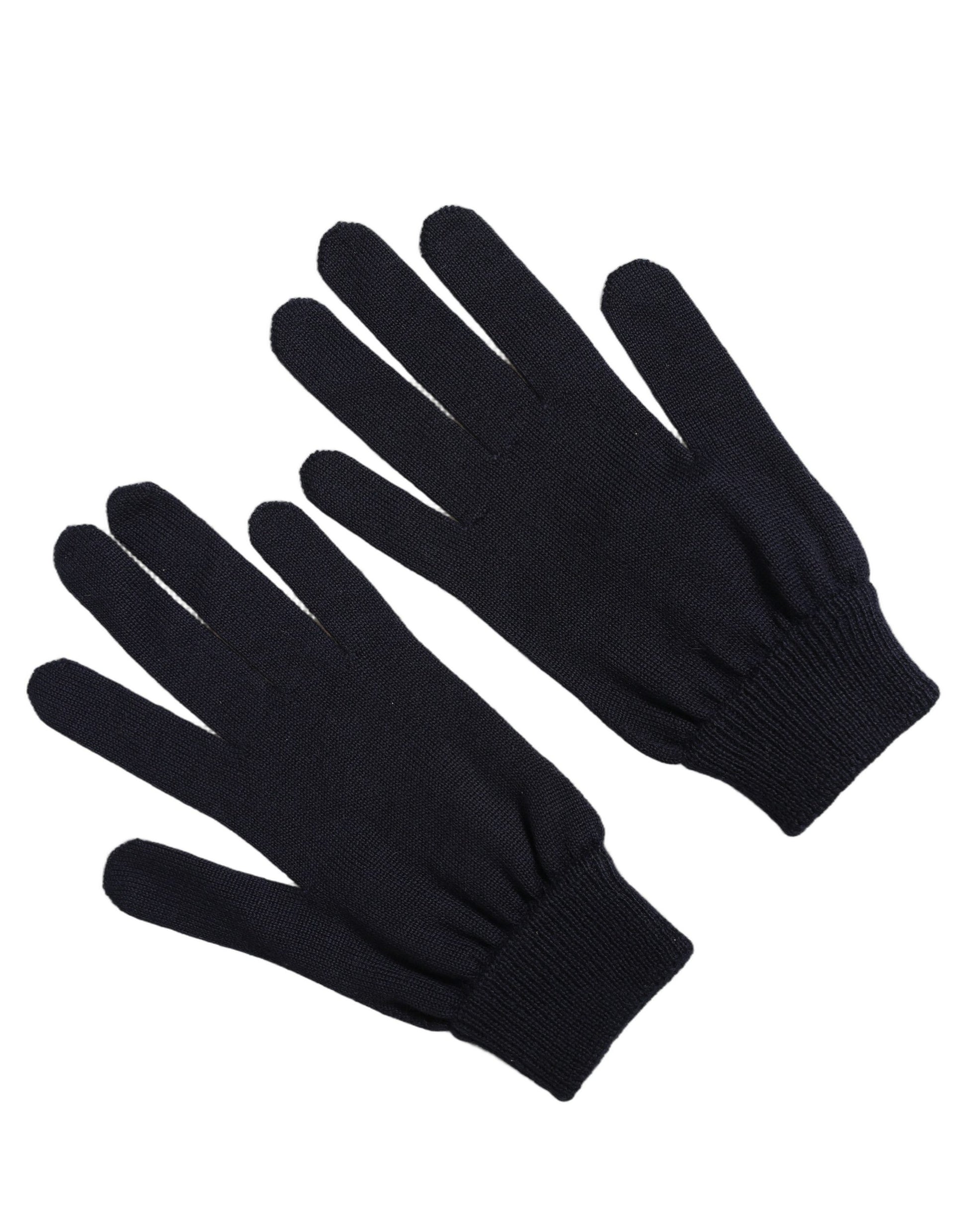 Dolce & Gabbana Men Dark Blue Cashmere Knitted Winter Gloves Dolce & Gabbana