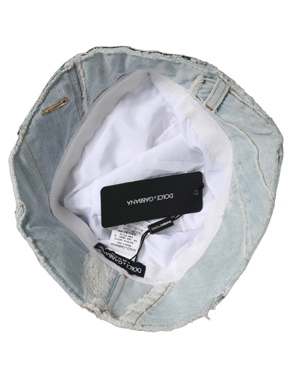 Dolce & Gabbana Men Blue Patchwork Cotton Denim Bucket Cap Hat Dolce & Gabbana