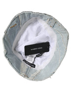 Dolce & Gabbana Men Blue Patchwork Cotton Denim Bucket Cap Hat Dolce & Gabbana
