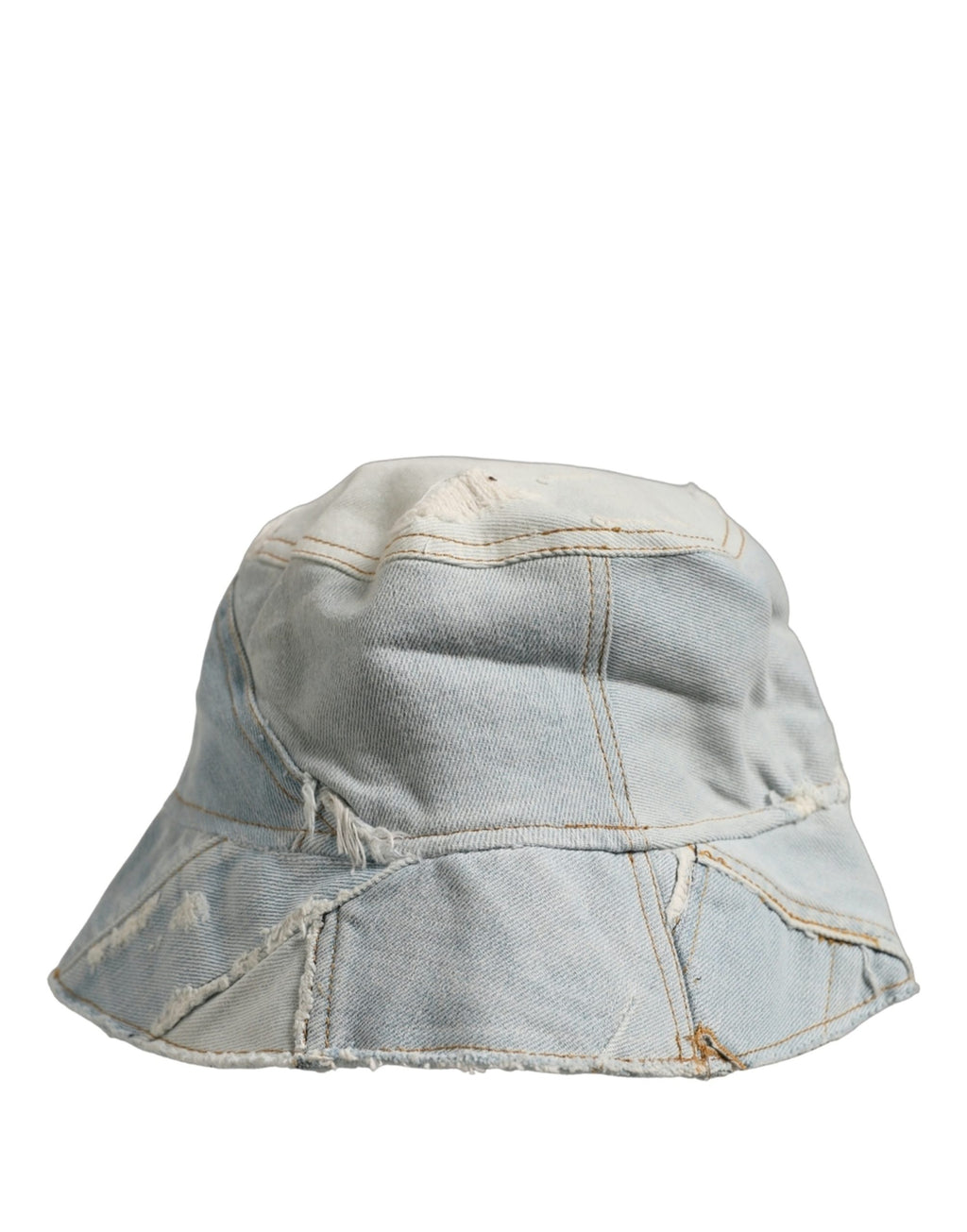 Dolce & Gabbana Men Blue Patchwork Cotton Denim Bucket Cap Hat Dolce & Gabbana