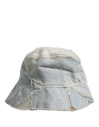 Dolce & Gabbana Men Blue Patchwork Cotton Denim Bucket Cap Hat Dolce & Gabbana