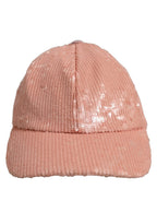 Dolce & Gabbana Men Pink Cotton Sequin Baseball Cap 6 Panels Hat Dolce & Gabbana