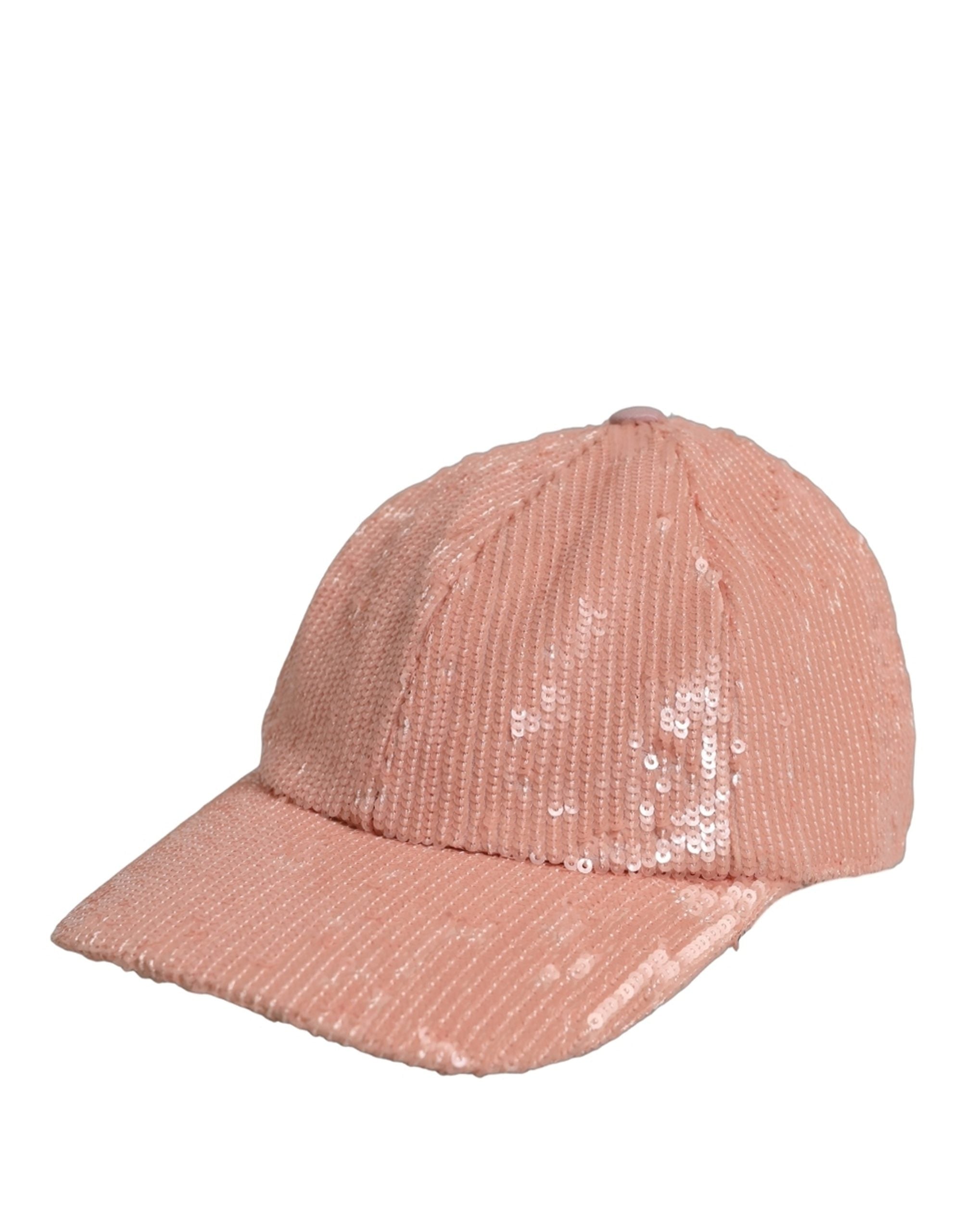 Dolce & Gabbana Men Pink Cotton Sequin Baseball Cap 6 Panels Hat Dolce & Gabbana