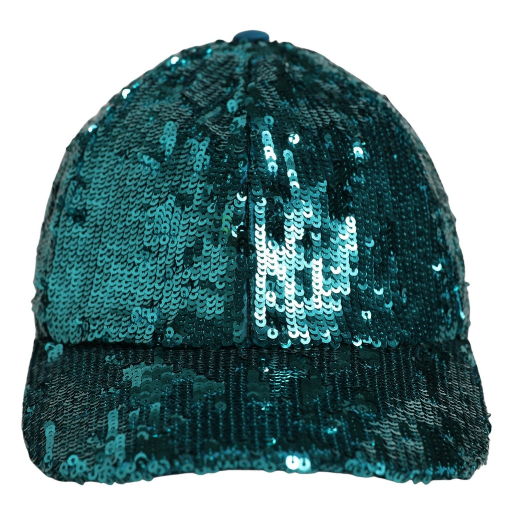 Dolce & Gabbana Men Green Cotton Sequin Baseball Cap 6 Panels Hat Dolce & Gabbana