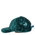 Dolce & Gabbana Men Green Cotton Sequin Baseball Cap 6 Panels Hat Dolce & Gabbana