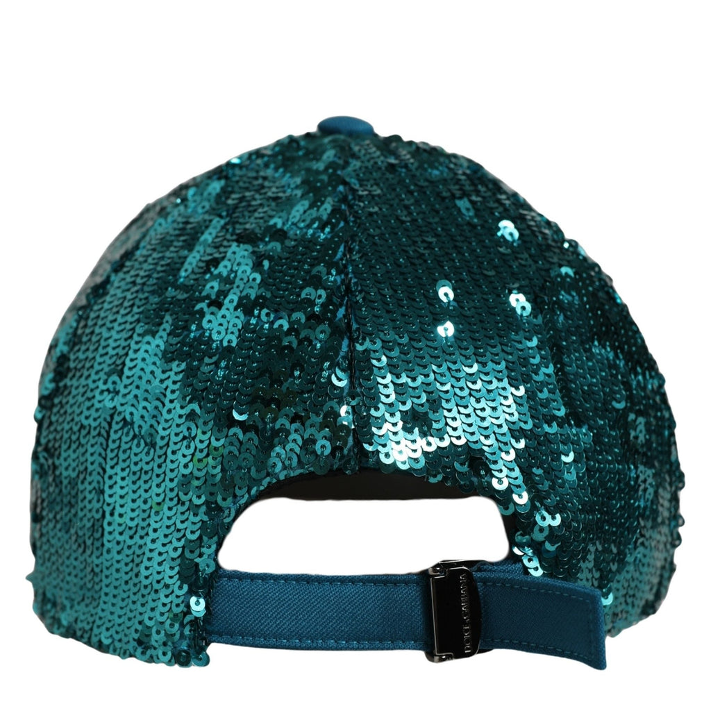 Dolce & Gabbana Men Green Cotton Sequin Baseball Cap 6 Panels Hat Dolce & Gabbana