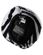 Dolce & Gabbana Men Black White Zebra Sequin Bucket Cap Hat Dolce & Gabbana