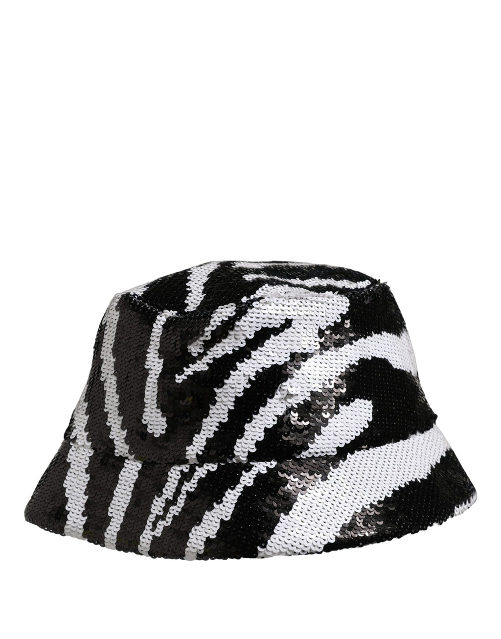 Dolce & Gabbana Men Black White Zebra Sequin Bucket Cap Hat Dolce & Gabbana