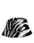 Dolce & Gabbana men's black and white zebra sequin bucket hat with stylish branding and bold animal print design.