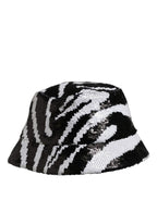 Dolce & Gabbana Men Black White Zebra Sequin Bucket Cap Hat Dolce & Gabbana