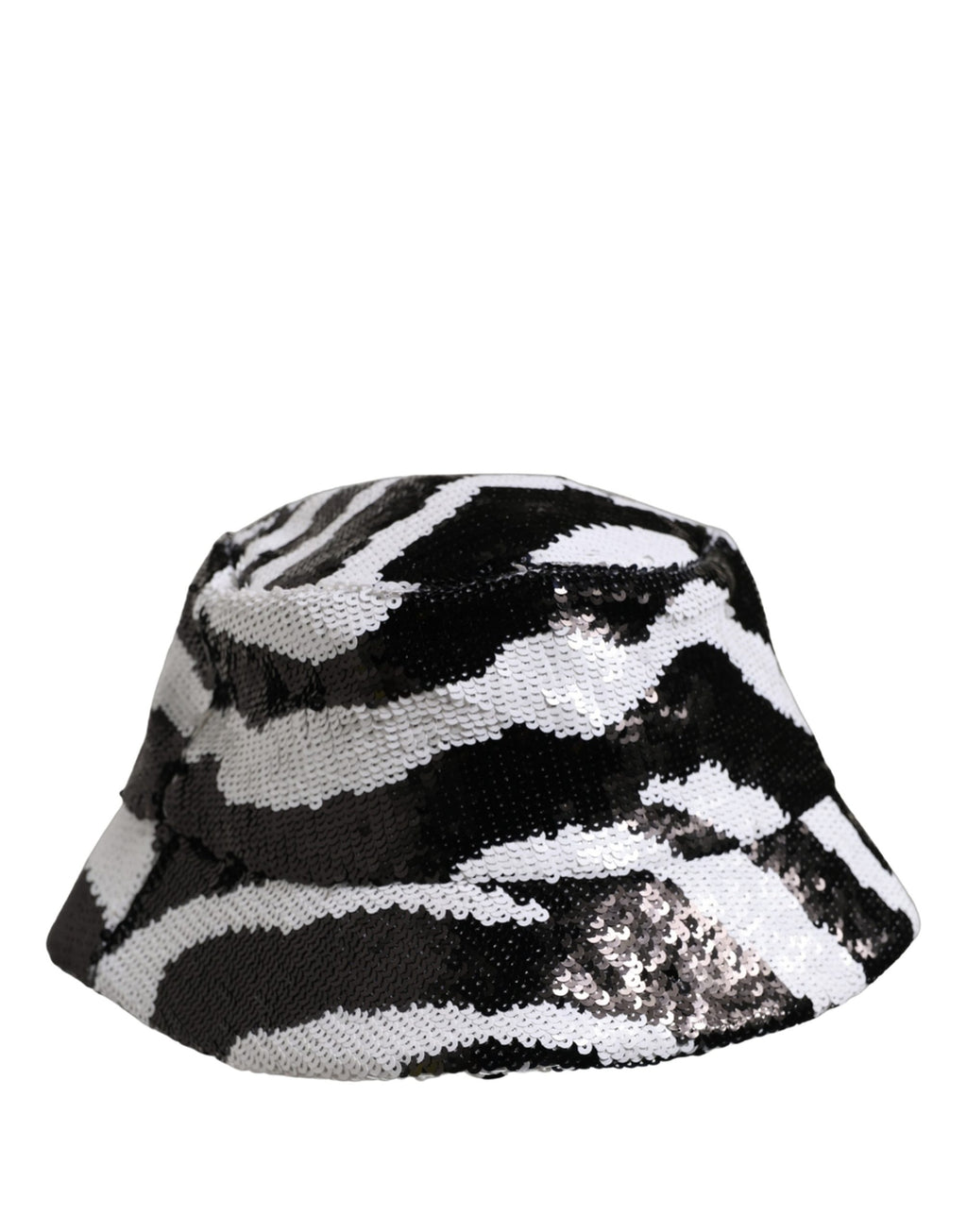 Dolce & Gabbana Men Black White Zebra Sequin Bucket Cap Hat Dolce & Gabbana