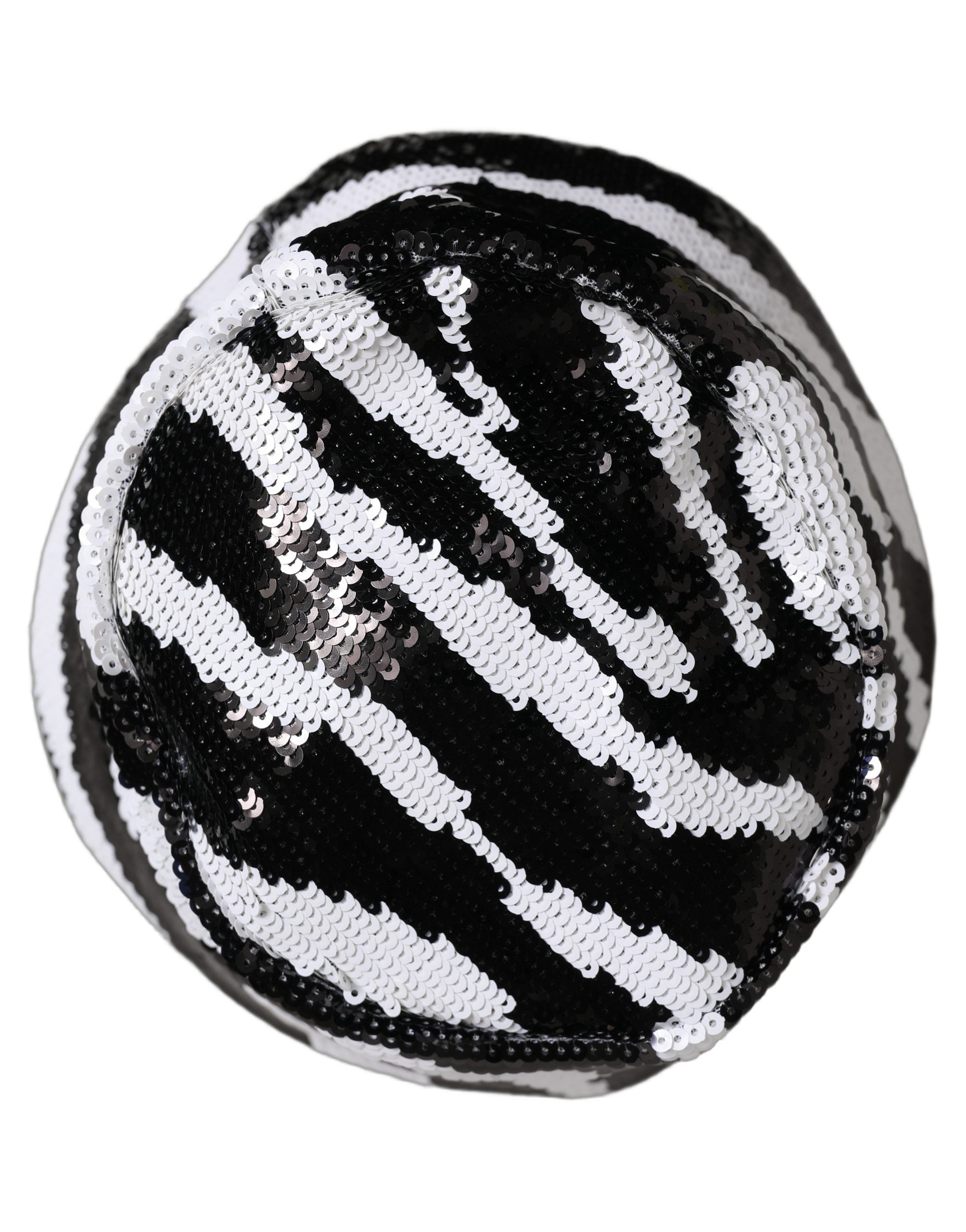 Dolce & Gabbana Men Black White Zebra Sequin Bucket Cap Hat Dolce & Gabbana