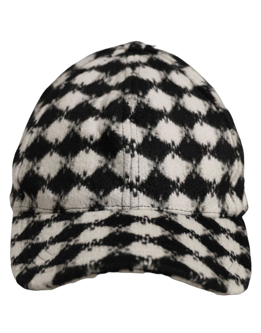 Dolce & Gabbana Men Black White Diamond Wool Baseball Cap Hat Dolce & Gabbana