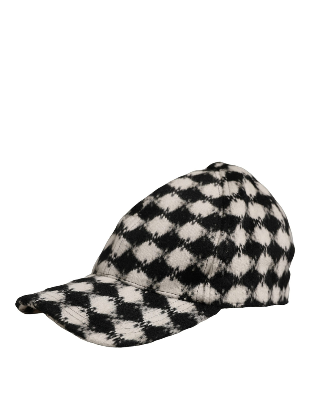 Dolce & Gabbana Men Black White Diamond Wool Baseball Cap Hat Dolce & Gabbana