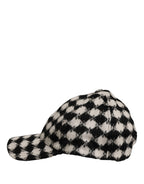 Dolce & Gabbana Men Black White Diamond Wool Baseball Cap Hat Dolce & Gabbana
