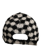 Dolce & Gabbana Men Black White Diamond Wool Baseball Cap Hat Dolce & Gabbana