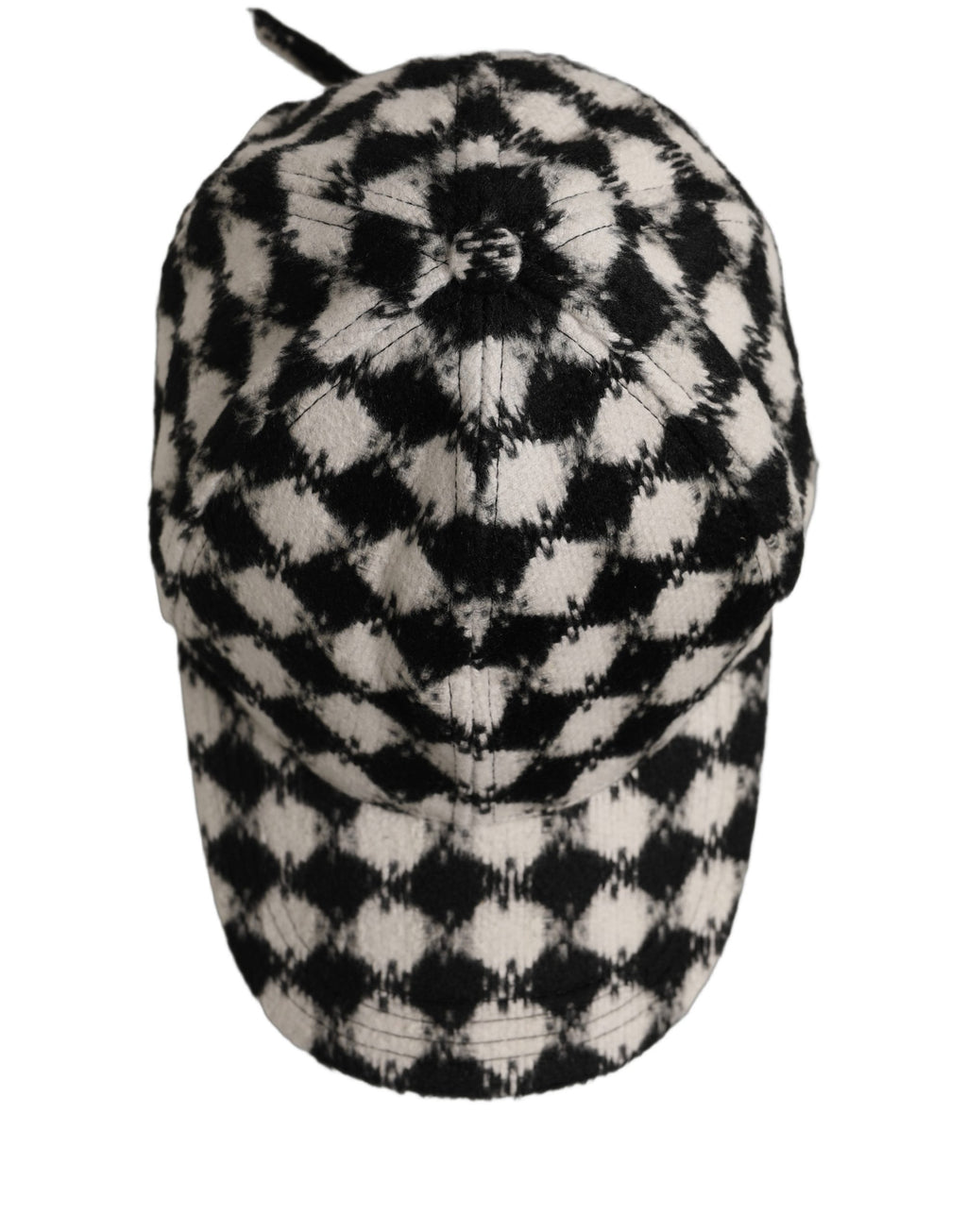 Dolce & Gabbana Men Black White Diamond Wool Baseball Cap Hat Dolce & Gabbana