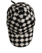 Dolce & Gabbana Men Black White Diamond Wool Baseball Cap Hat Dolce & Gabbana