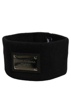 Dolce & Gabbana Men Black Cashmere Logo Plaque Head Band One Size Hat Dolce & Gabbana