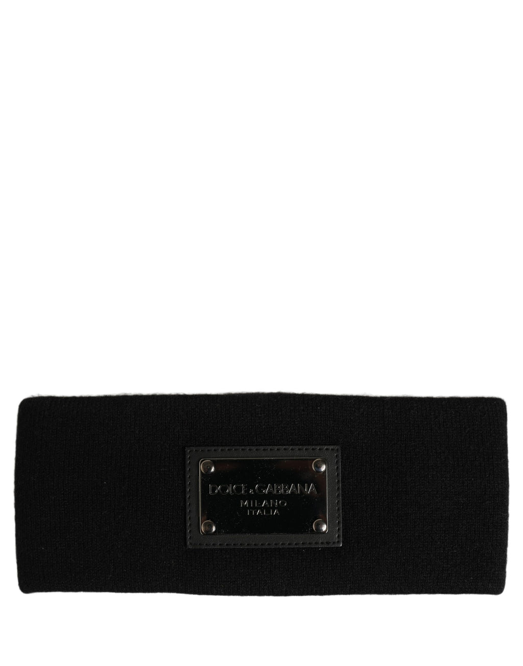 Dolce & Gabbana Men Black Cashmere Logo Plaque Head Band One Size Hat Dolce & Gabbana