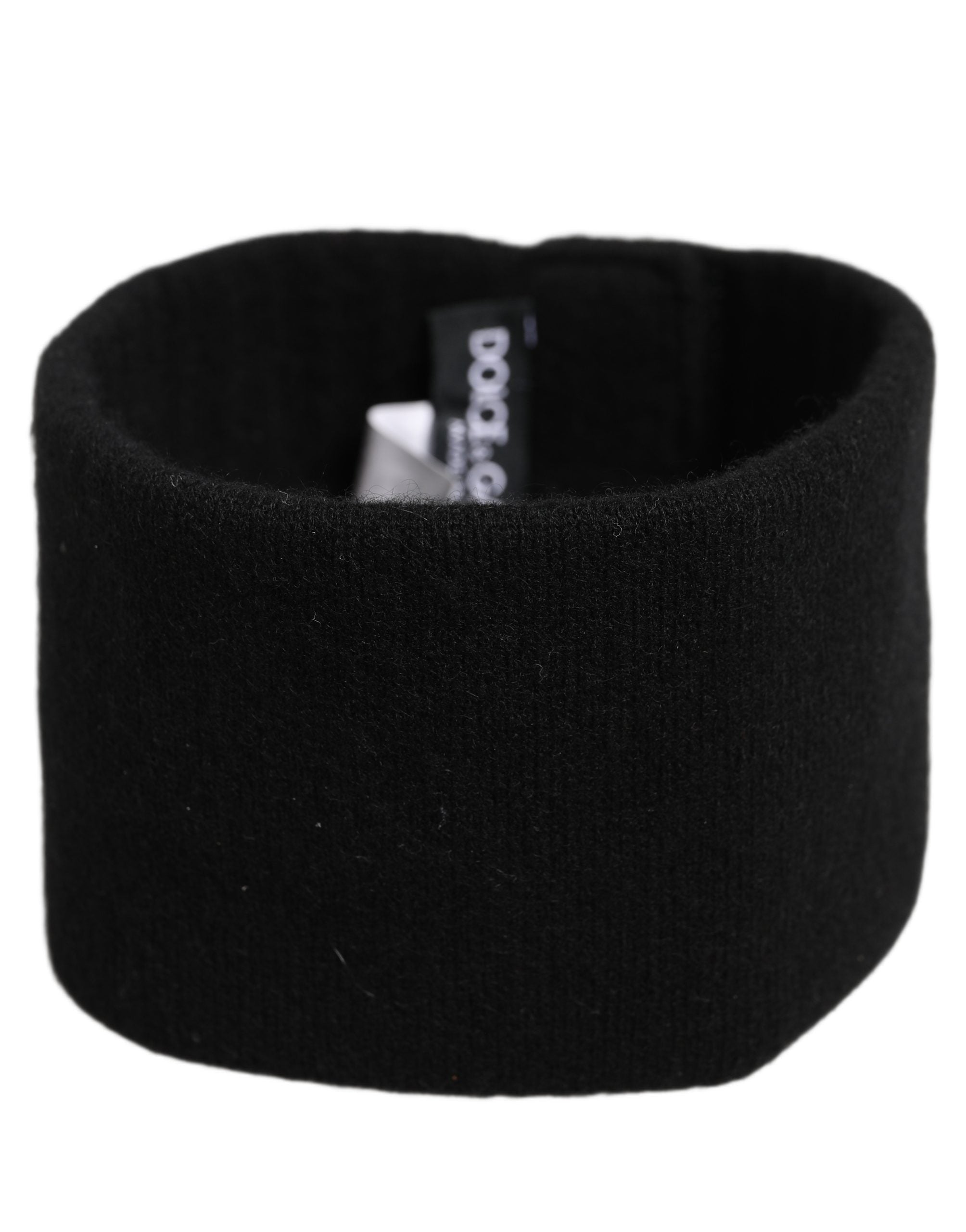 Dolce & Gabbana Men Black Cashmere Knitted Logo Head Band One Size Dolce & Gabbana