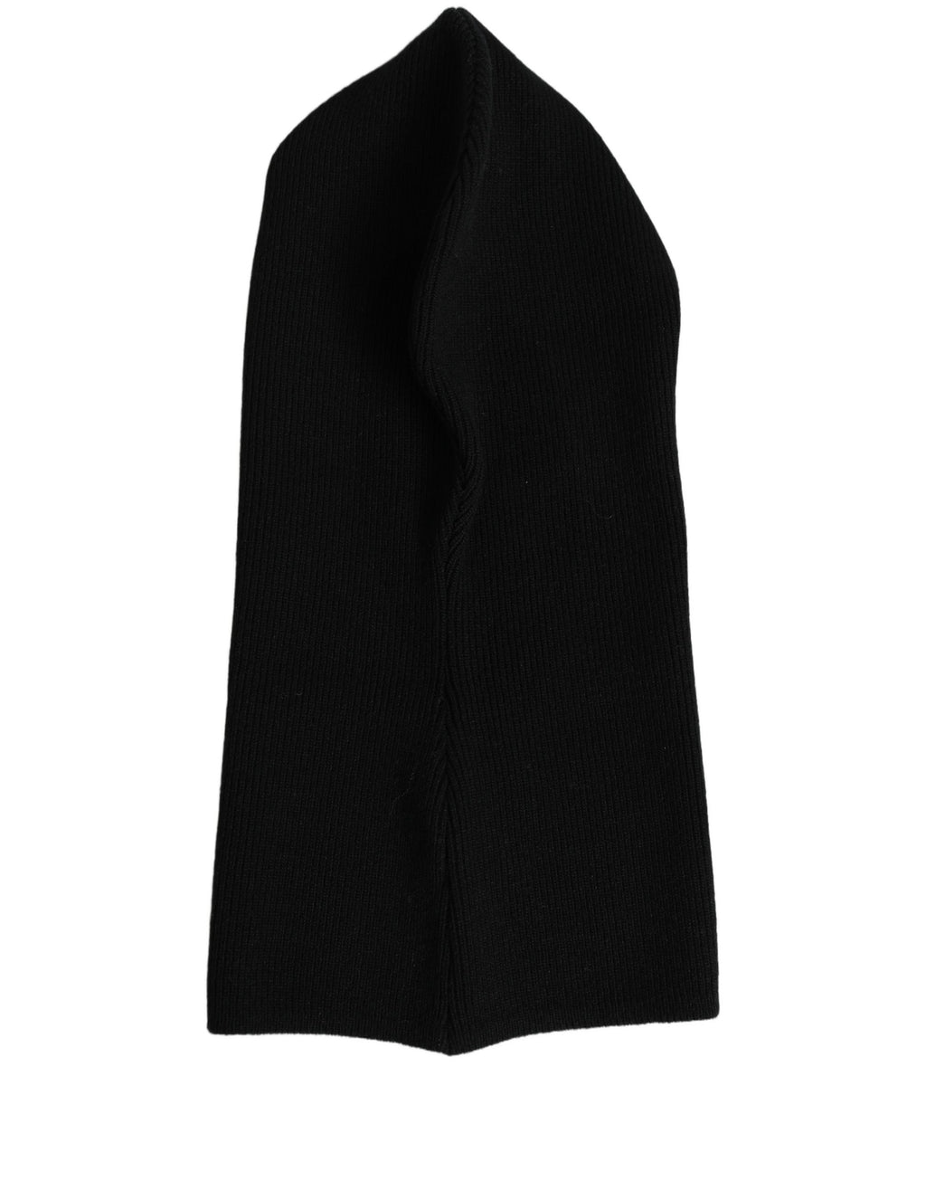 Dolce & Gabbana Men Black Wool Ribbed Knit Balaclava Wrap One Size Hat Dolce & Gabbana
