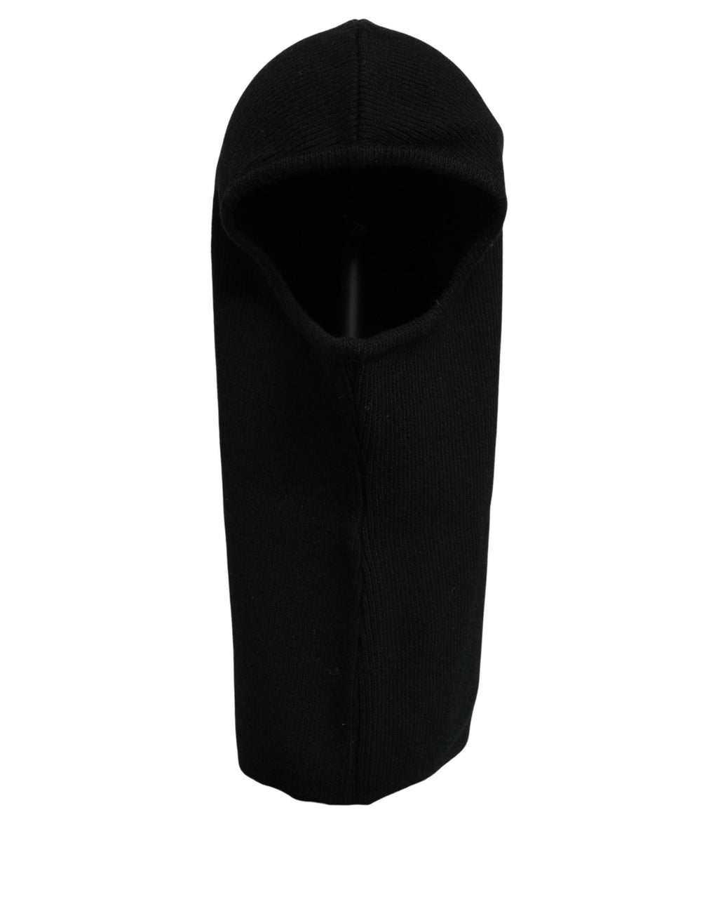 Dolce & Gabbana Men Black Wool Ribbed Knit Balaclava Wrap One Size Hat Dolce & Gabbana