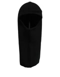 Dolce & Gabbana men's black wool ribbed knit balaclava wrap hat, one size, close-up view showing the textured fabric and snug fit.