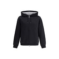 Black cotton sweatshirt by Brunello Cucinelli with a relaxed fit and subtle branding, displayed on a neutral background.