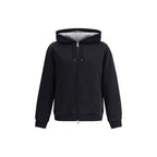 Black cotton sweatshirt by Brunello Cucinelli with a relaxed fit and subtle branding, displayed on a neutral background.