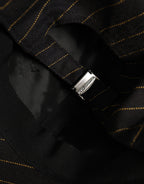 Dolce & Gabbana Black Gold Pinstriped Cotton Baseball Cap Hat Dolce & Gabbana