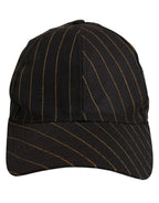 Dolce & Gabbana Black Gold Pinstriped Cotton Baseball Cap Hat Dolce & Gabbana