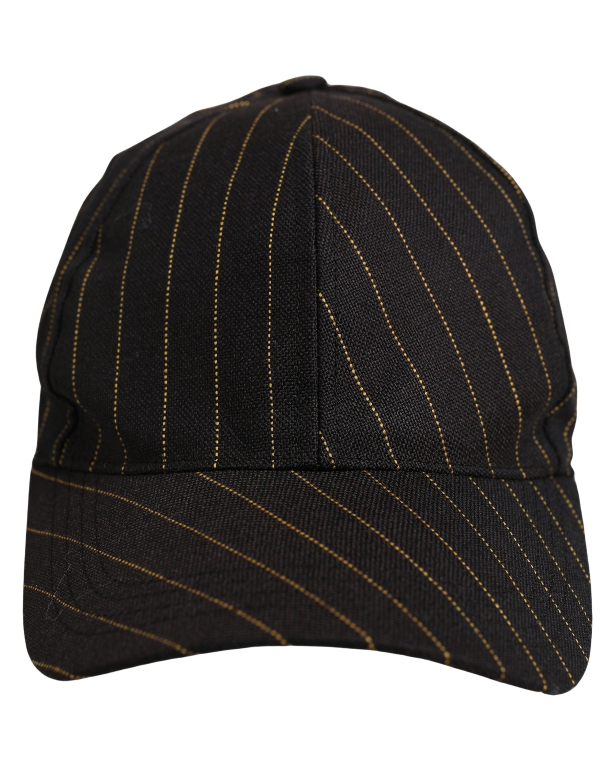 Dolce & Gabbana Black Gold Pinstriped Cotton Baseball Cap Hat Dolce & Gabbana