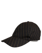 Dolce & Gabbana Black Gold Pinstriped Cotton Baseball Cap Hat Dolce & Gabbana