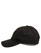Dolce & Gabbana Black Gold Pinstriped Cotton Baseball Cap Hat Dolce & Gabbana