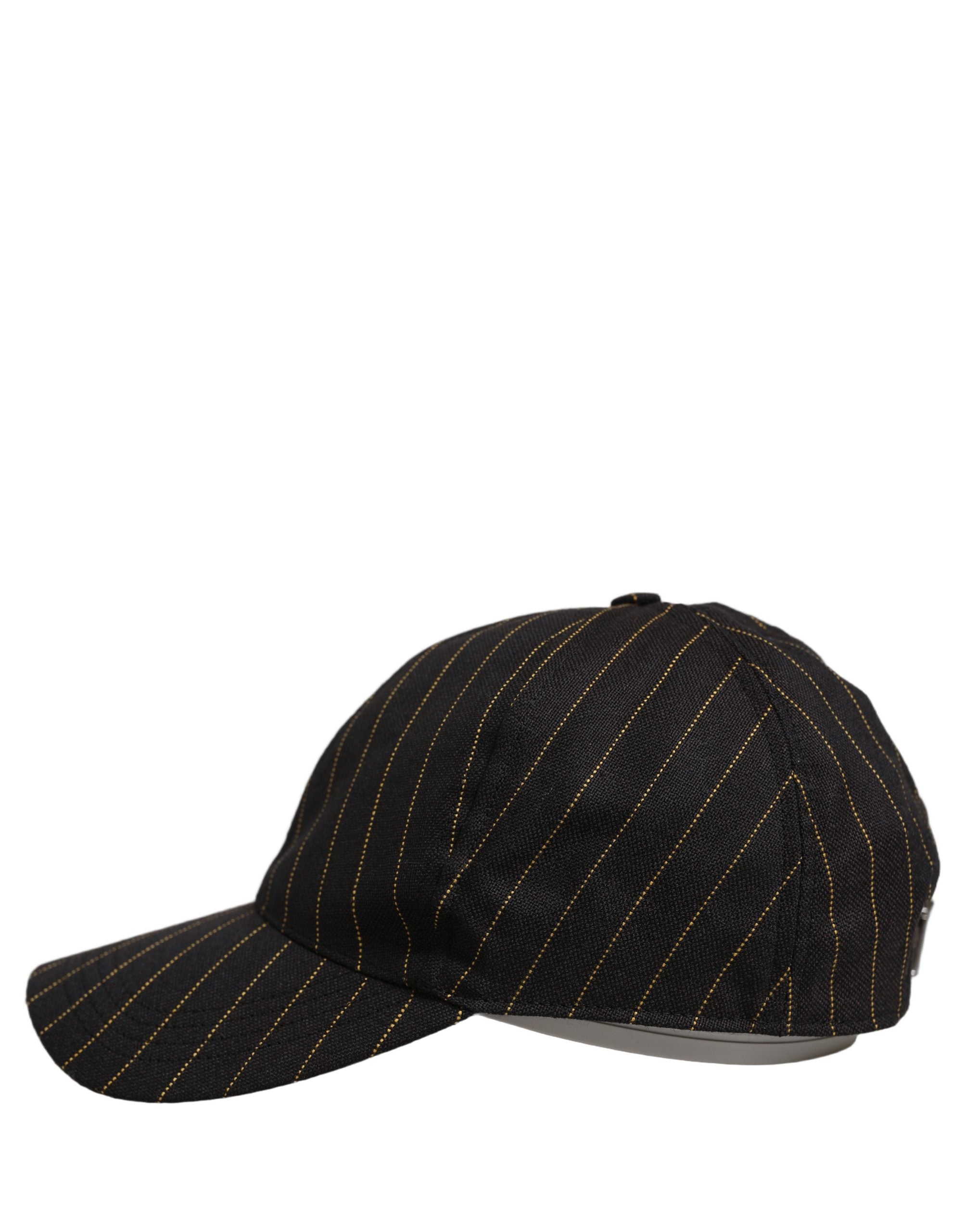Dolce & Gabbana Black Gold Pinstriped Cotton Baseball Cap Hat Dolce & Gabbana