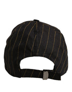 Dolce & Gabbana Black Gold Pinstriped Cotton Baseball Cap Hat Dolce & Gabbana