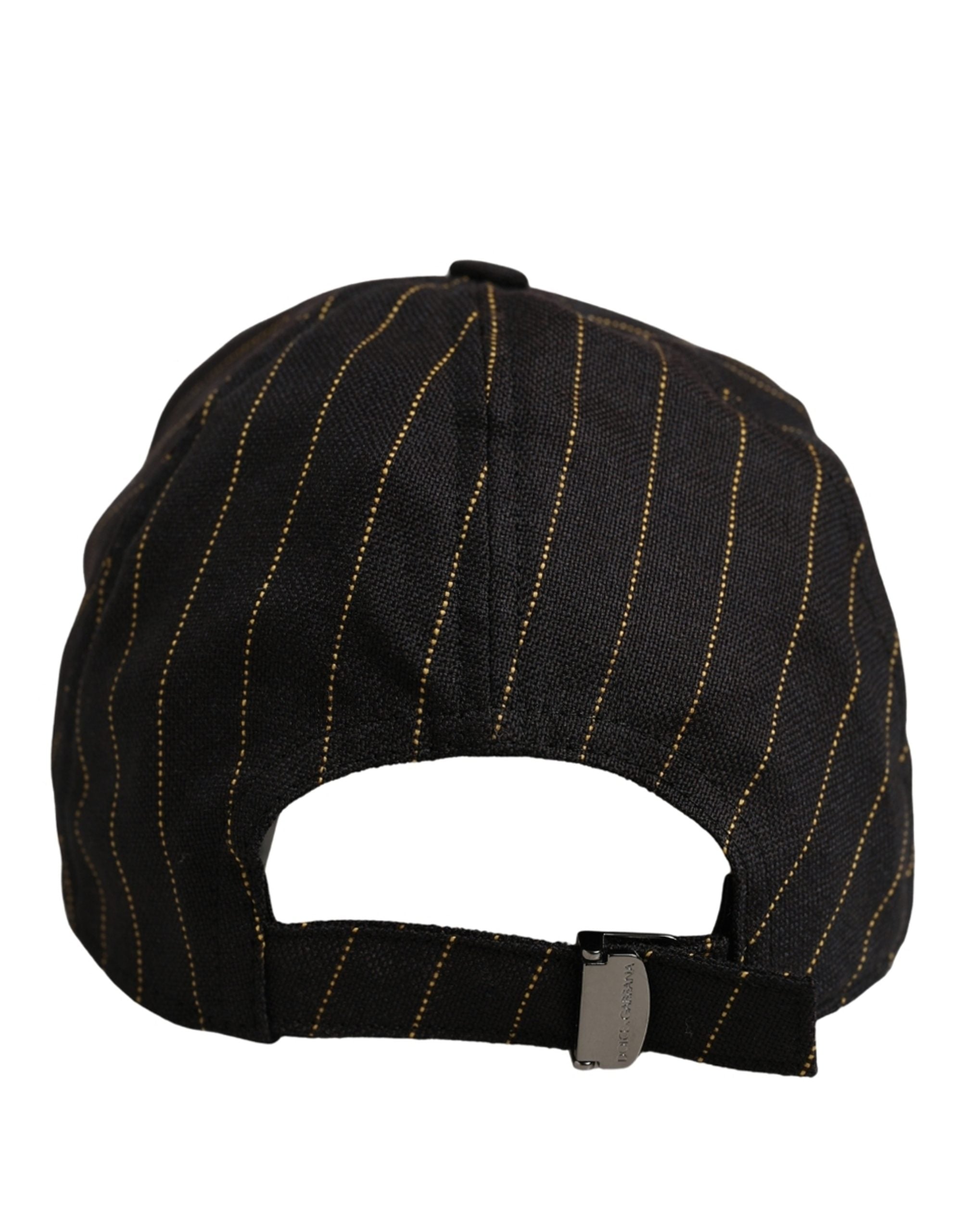 Dolce & Gabbana Black Gold Pinstriped Cotton Baseball Cap Hat Dolce & Gabbana