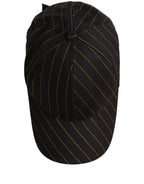 Dolce & Gabbana Black Gold Pinstriped Cotton Baseball Cap Hat Dolce & Gabbana