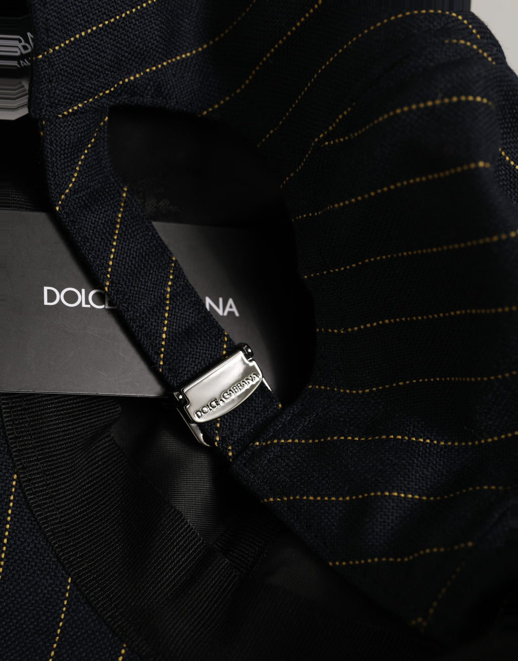 Dolce & Gabbana Black Gold Pinstriped Cotton Baseball Cap Hat Dolce & Gabbana