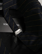Dolce & Gabbana Black Gold Pinstriped Cotton Baseball Cap Hat Dolce & Gabbana