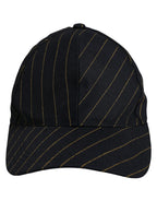 Dolce & Gabbana Black Gold Pinstriped Cotton Baseball Cap Hat Dolce & Gabbana
