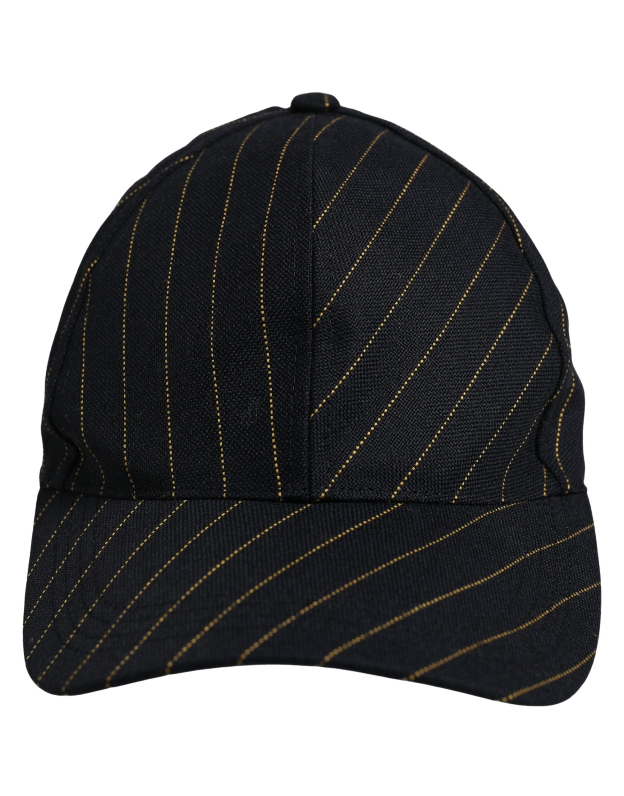 Dolce & Gabbana Black Gold Pinstriped Cotton Baseball Cap Hat Dolce & Gabbana